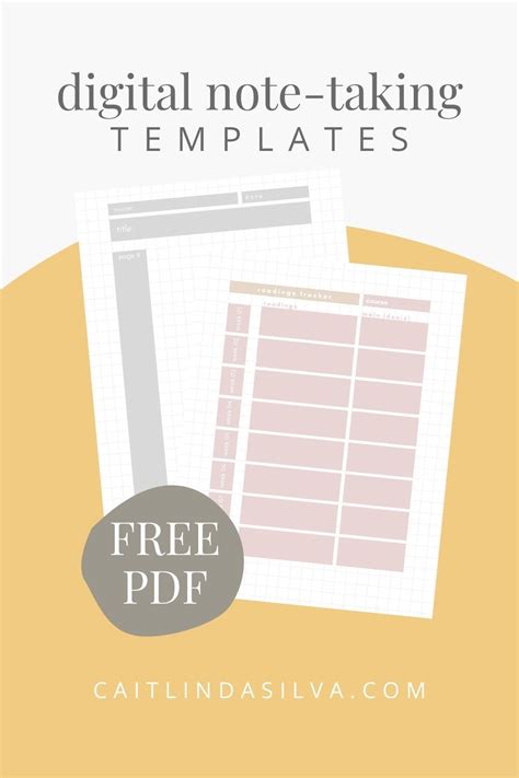 DIGITAL NOTE TAKING TEMPLATES (FREE PDF) | Digital sticker, Notetaking ...