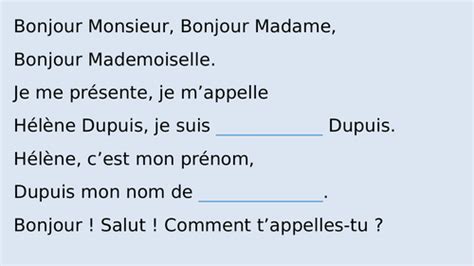 Bonjour song and introduction | Teaching Resources