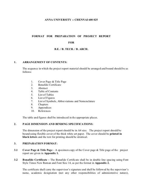 Anna University UG Project Report Format