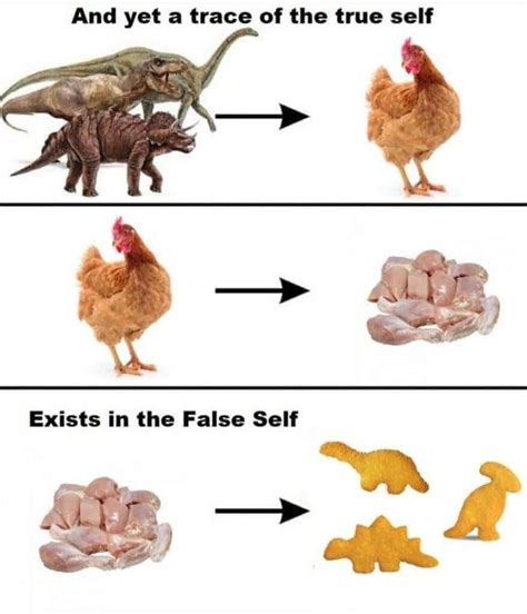 Dinosaur chicken nugget evolution : r/technicallythetruth