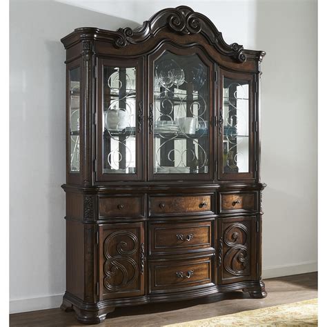 Steve Silver Royale China Cabinet with Etched Glass Scrollwork and ...