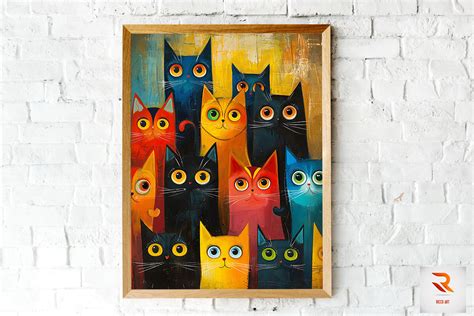 Fantastic Funky Cats Painting Wall Art Graphic by Ricco Art · Creative Fabrica