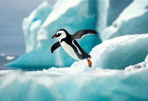 Penguin Jumping from an Iceberg Stock Illustration - Illustration of mammal, waterfowl: 315170689