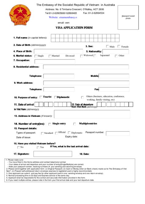 Vietnam Visa Application Form Printable Pdf Download | Free Hot Nude Porn Pic Gallery