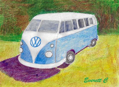 VW Bus - colored pencil | Daily drawing, Watercolor artist, Colored pencils