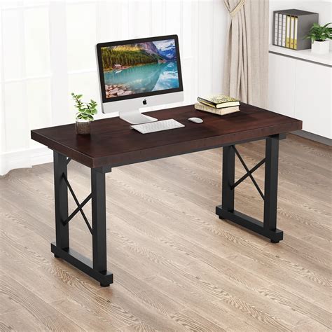 Solid Wood Computer Desk 55’’, Tribesigns Writing Computer Desk Modern Simple Study Desk PC ...