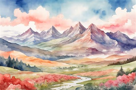 Mountain Watercolor Landscape Background Graphic by Forhadx5 · Creative ...