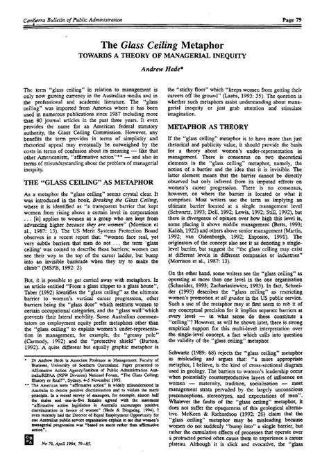 (PDF) The 'glass ceiling' metaphor: Towards a theory of managerial inequity