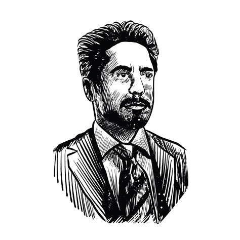 tony stark black white potrait illustration, east java, surakarta ...