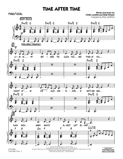 Time After Time - Piano/Vocal (Jazz Ensemble) - Print Sheet Music Now