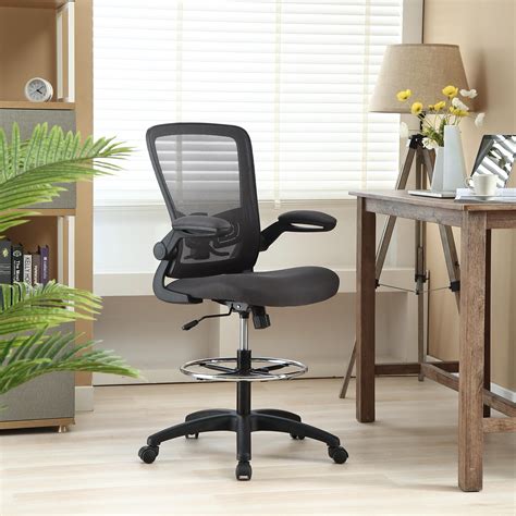 Serena Mesh Drafting Chair, Tall Office Chair for Standing Desk by Naomi Home-Base Color:Black ...