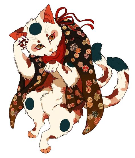 Nekomata, two-tailed cat yōkai (supernatural creature) of folklore and ...