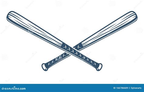 Baseball Bats Crossed Vector Logo or Sign. Stock Vector - Illustration of club, sign: 166786609