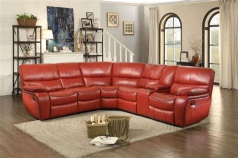 8480RED 3PCs Tufted Red Leather Gel Match Reclining Sectional Sofa Set - Luchy Amor Furniture