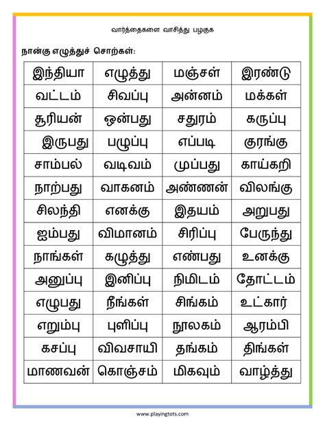 Tamil Words For Ukg