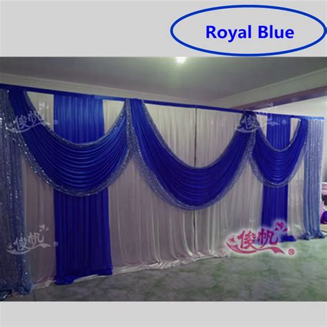 Beautiful Royal Blue Wedding Backdrop Sequins Swag Ice Silk Stage Background Curtain Wedding ...