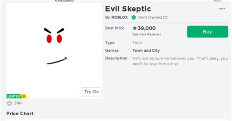 Beli Item Evil Skeptic Roblox Terlengkap dan Termurah Juni 2023 1193791 | itemku