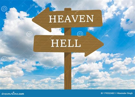 Heaven and Hell Road Sign Illustration Design. Stock Illustration - Illustration of road, blue ...