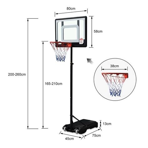 1.65m 2.1m Height Adjustable Portable Basketball System | Basketball hoop, Basketball ring ...