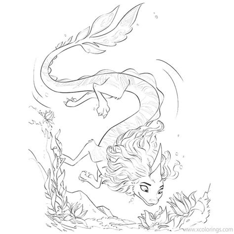 Raya And The Last Dragon Coloring Pages Sisu Under the Water - XColorings.com