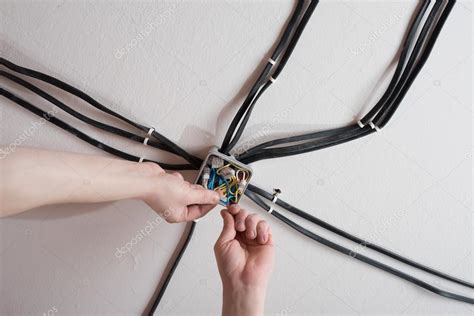 Installation of the electrical junction box — Stock Photo © gogiyan #103659842