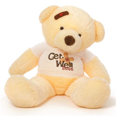 5ft Huge Adorable Get Well Soon Teddy Bears In 3 Colors With Custom Shirt And Bandage