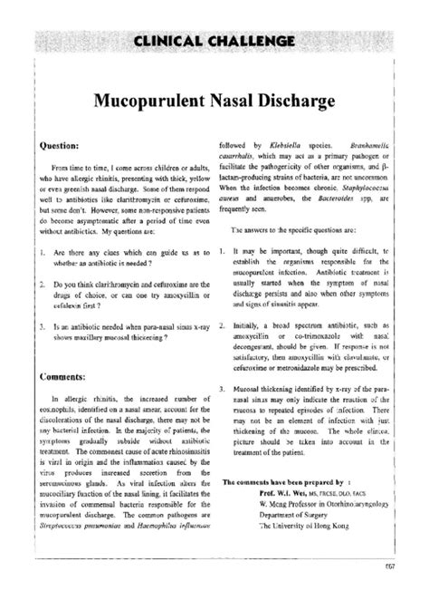 (PDF) Mucopurulent nasal discharge | William Wei - Academia.edu