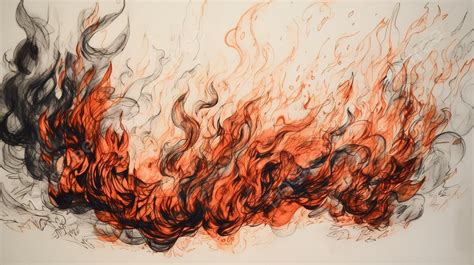 Pencil Drawing Of Realistic Fire Stock Illustration