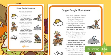 Dingle Dangle Scarecrow Nursery Rhyme Poster - Twinkl