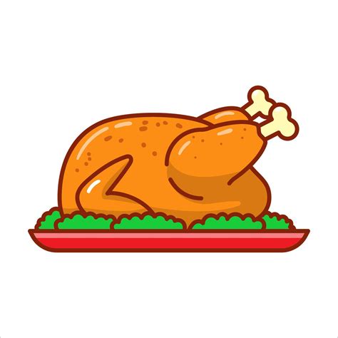 Roast chicken vector illustration isolated on white background. Turkey meat cartoon illustration ...