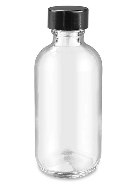 Clear Boston Round Glass Bottles - 2 oz S-20887 - Uline