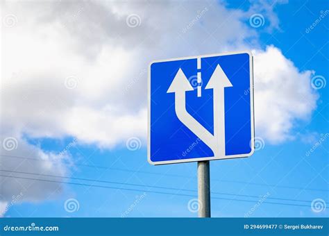 Road Signs of Lanes on the Road Stock Image - Image of background ...