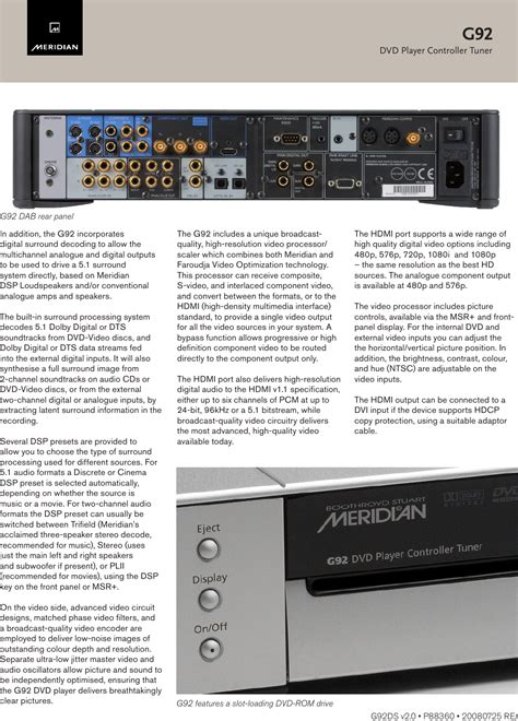 Meridian Audio G92 Users Manual