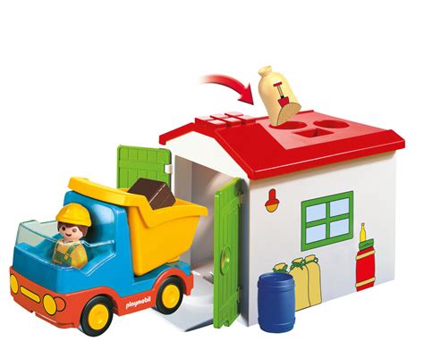 PLAYMOBIL 123 CONSTRUCTION TRUCK WITH GARAGE - Tom's Toys