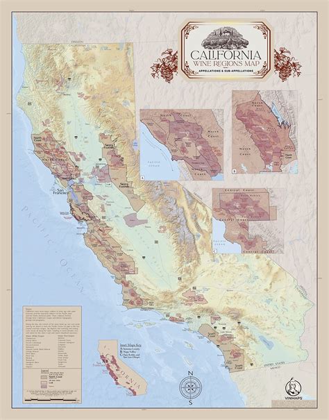 California Wine Regions Map, Appellations