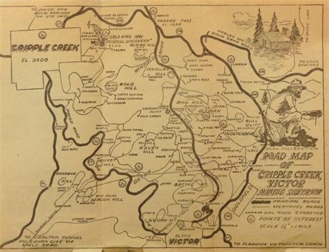 Road Map of Cripple Creek, Victor Mining District