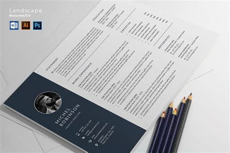 Landscape Resume/CV Template | Resume cv, Cv template, Resume