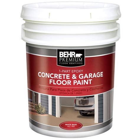 BEHR Premium 5 gal. White 1-Part Epoxy Acrylic Concrete and Garage ...