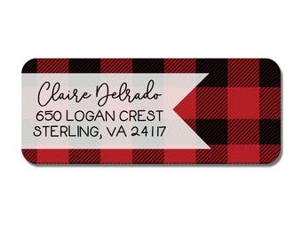 Buffalo Plaid Return Address Labels - Etsy