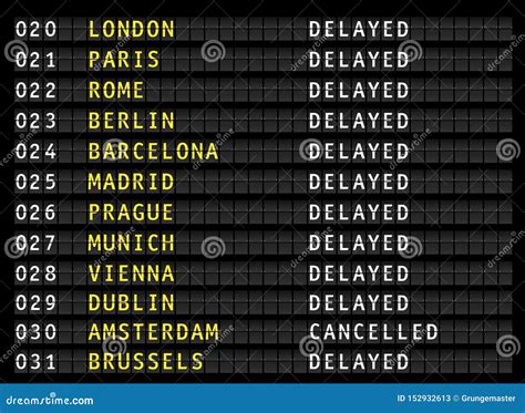 Delayed and Cancelled Flights on Airport Information Display Board ...