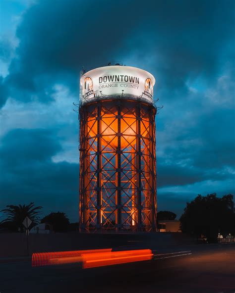 blue hour at the water tower : r/orangecounty