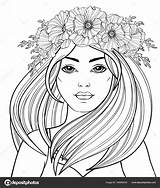 Schets Van Een Mooi Meisje Met Krullend Haar Zwartwit Fas – Kleurplaten sketch template