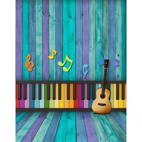 Custom vinyl cloth music guitar wood plank photography backdrops for children newborn school ...