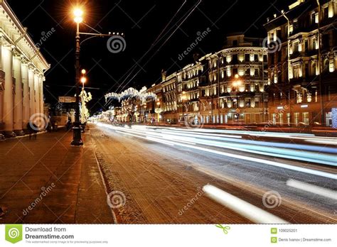 Christmas Decoration of Nevsky Prospekt in Saint Petersburg- Night View Editorial Photo - Image ...