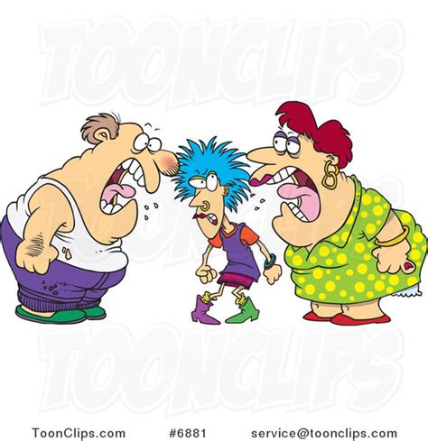 Cartoon Dysfunctional Family Fighting #6881 by Ron Leishman