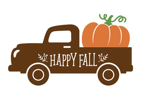 An Old Vintage Truck Carrying A Pumpkin In Fall Stock Illustration - Download Image Now - iStock