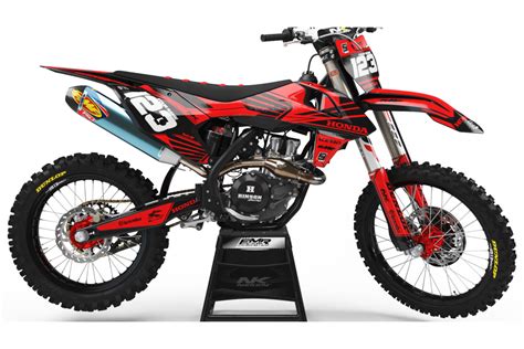 Custom dirt bike Graphics kit HONDA FACTORY Neken black/red CA32A ...