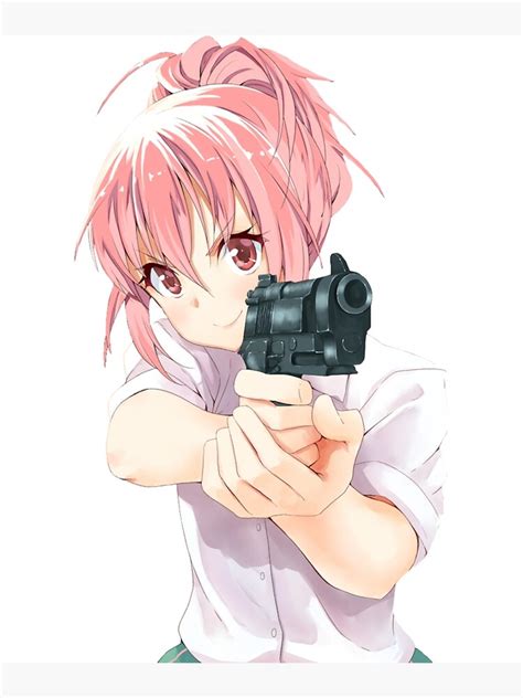 "anime girl with pink hair holding a gun" Photographic Print for Sale by Jercole | Redbubble