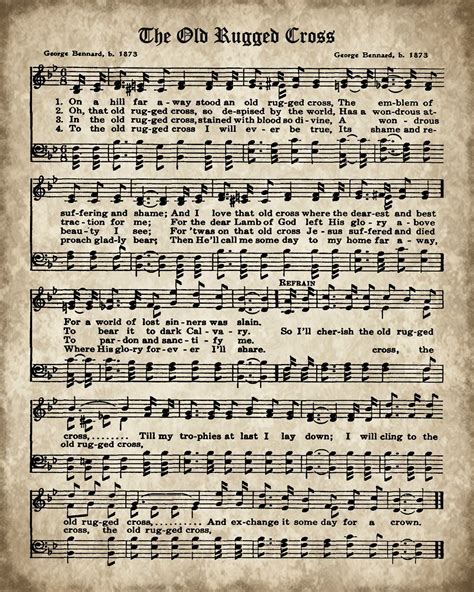 Printable Hymn Book Page – The Old Rugged Cross | Printable sheet music ...