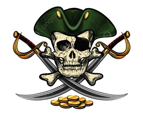 Pirate Bones Vector Hd PNG Images, Hand Drawn Pirate Skull And Bones With Sabres, Dead, Logo ...